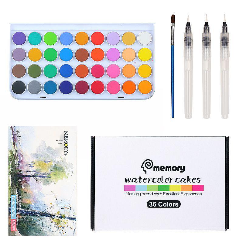 Huiyi Children's Watercolor Paint Set - 24/36 Colors Solid Powder Cakes