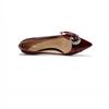 Women's Chunky Heel Pumps, New Spring/Fall Collection, Red Pointed-Toe Leather Shoes, Plus Size Mid-Heel Soft Leather Women's Shoes