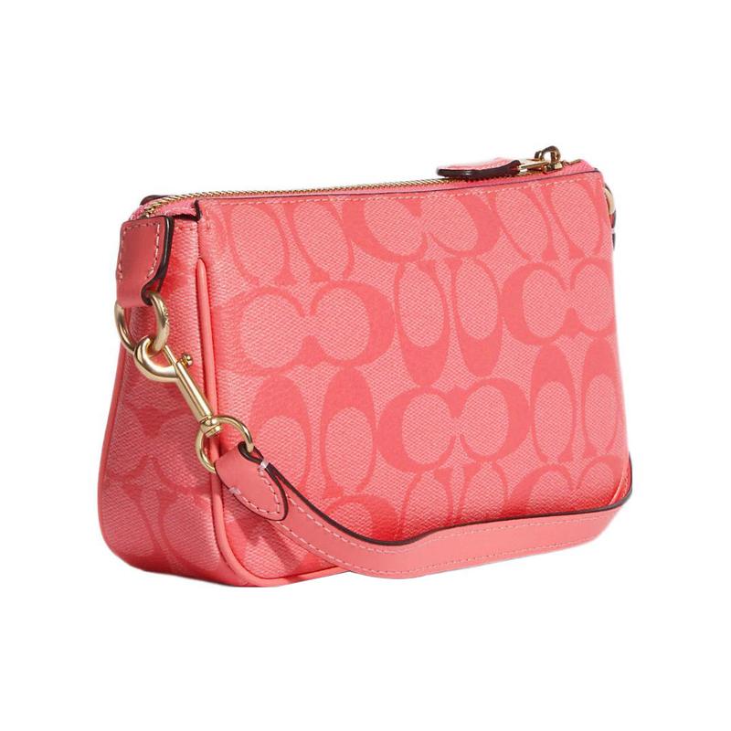 COACH Nolita 19 presbyopia coated canvas with leather clutch small size women's macaron pink