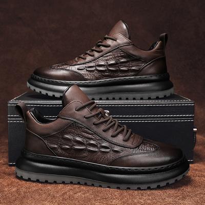Men Casual Sneakers Fashion Croc Print Men Shoes Spring Wearable Platform Leisure Leather Shoes for Walking Shoes Top Luxury Man