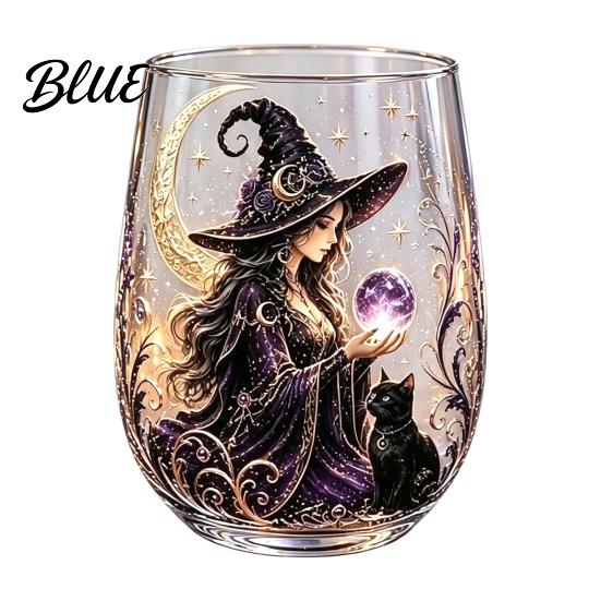Creative Holiday Gift Fantasy Witch Glass Tea Cup Gothic Crystal Ball Pattern Tumbler for Themed Drinkware Wine Juice 320ml Vintage Halloween