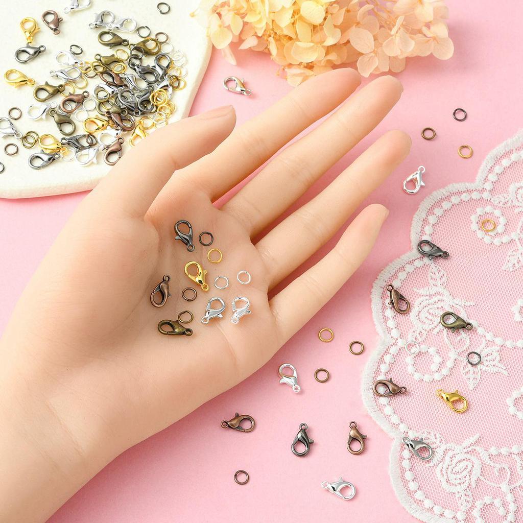 Multicolor Zinc Alloy Lobster Clasp & Jump Ring Set for DIY Bracelet & Necklace Jewelry