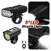 9 LED Bike Front Light Bicycle Headlight Rechargeable Bright MTB Road Bike Head Lamp LED Cycling Flashlight for Night Riding
