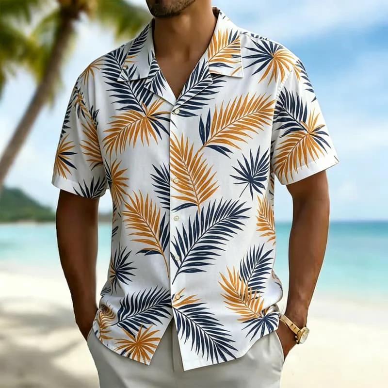 Hawaiian Floral Short-Sleeve Shirt, Ideal for Summer Beach