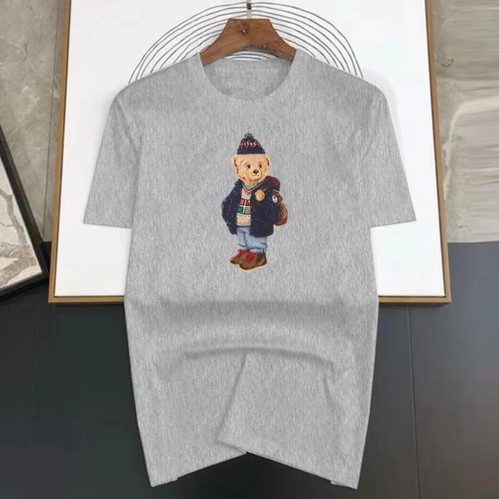 Summer Luxury Brand 100%Cotton Short Sleeve T-Shirt For Man Humanoid Bear Print Basic Tee Shirts Oversized S-7XL Tops Mans