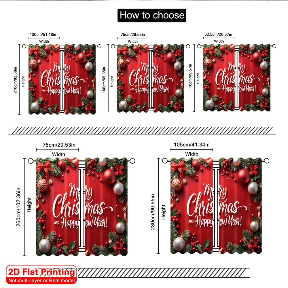 2pcs 2D flat printing Christmas Window Curtains Christmas Ornaments Merry Christmas Happy New Year Fabric Without Electricity