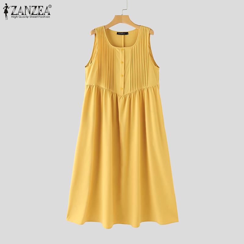 ZANZEA Женское повседневное платье в полоску без рукавов с U-образным вырезом — фото 5