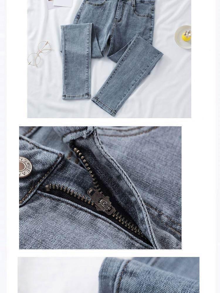 Damen High-Waist Slim Fit Koreanischer Stil Stretch Bleistiftjeans