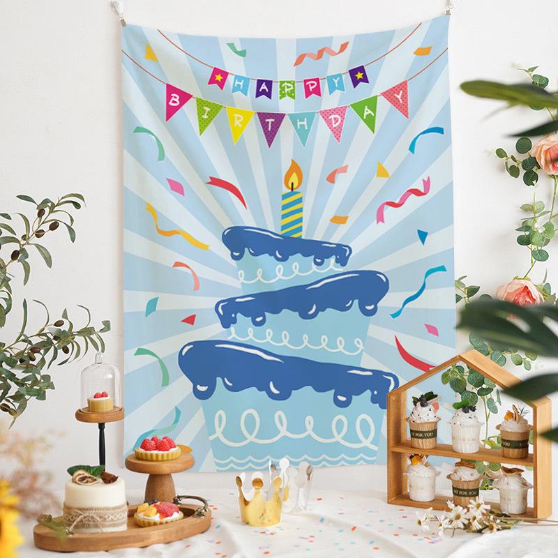 Newins Birthday Cake Velvet Wall Hanging for Dorm or Bedroom