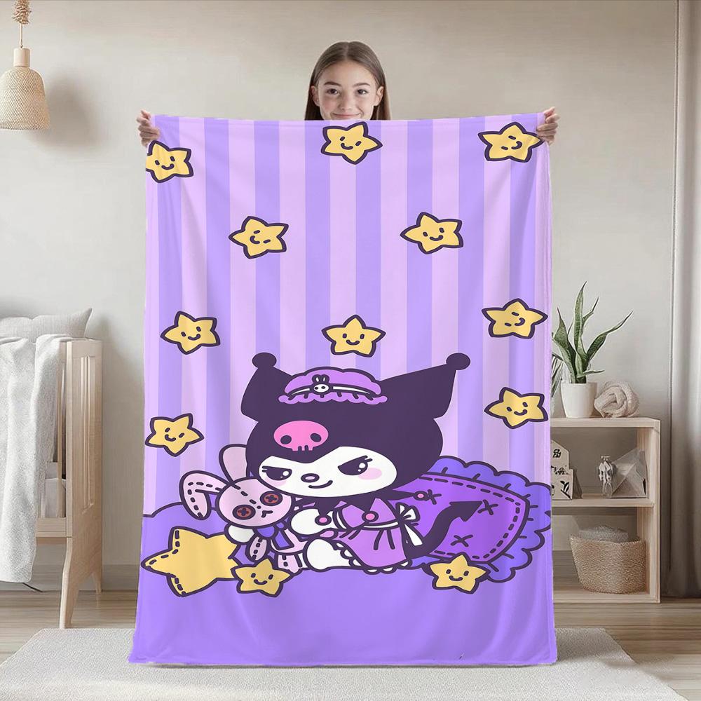 Kawaii K-Kuromi Sofa Blankets and Bedspreads Picnic Blanket for Bed Furry New Year Camping Bedspread the Anime Home Decoration