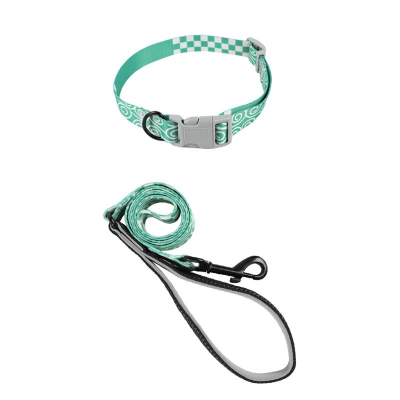 Dog Harness Dog Leash Three-piece Collar Chest Back Pet Leash Printed Dog Leash Pet Supplies