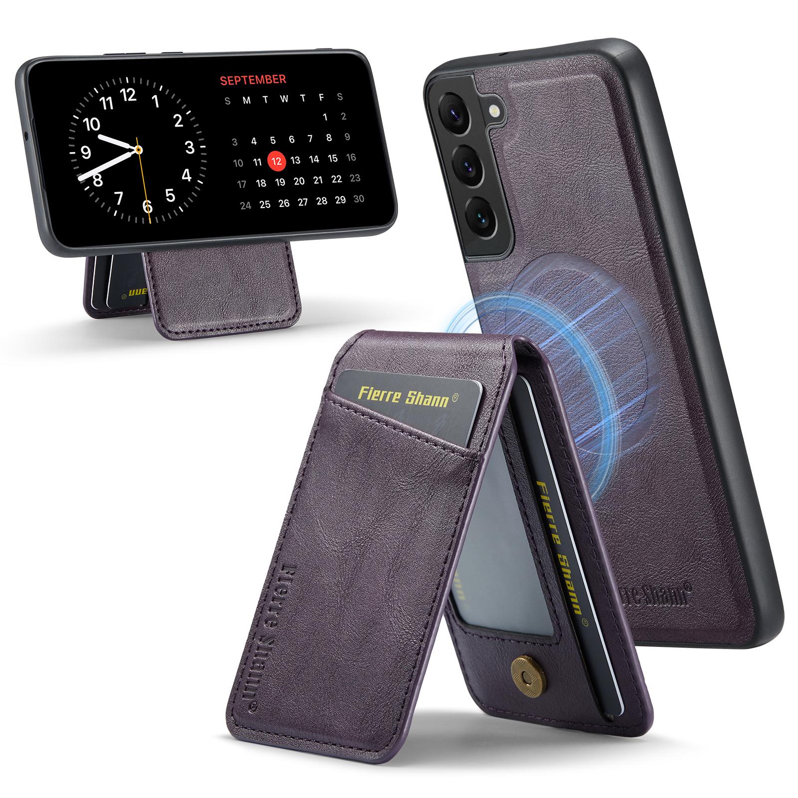 

025 Style For Samsung Galaxy S22+ 5G Case Magnetic Phone Cover Detachable Card Slots Purple