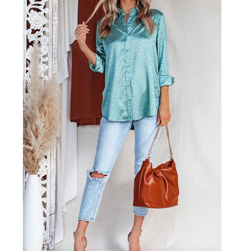Blusas mujer de moda 2022 léto Top dámské košile Dámská šifonová košile s potiskem Halenky topy Dlouhý rukáv Elegantní žena