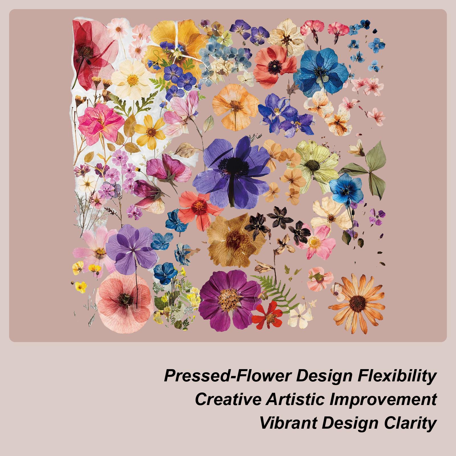 50Pcs Flower Stickers Pack Waterproof Transparent PET Booklet Flower Material Decorative Guitar Notebook China Mainland