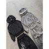 Bluza z kapturem Y2K Harajuku Punk Gotycka Luźna z haftowanym amerykańskim naszywką Casual Podwójny kaptur High Street Retro Sportowa Sui