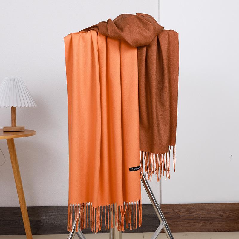 Double-sided Two-color Scarf for Women Autumn and Winter High End New Wool Scarf Shawl Imitation Cashmere Scarf