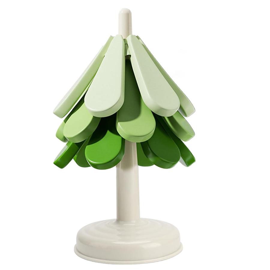 Silicone Coasters for Hot Dishes, Foldable Christmas Tree Shape Table Mat Set of 3 for Hot Pots and Pans, Heat Resistant Pads