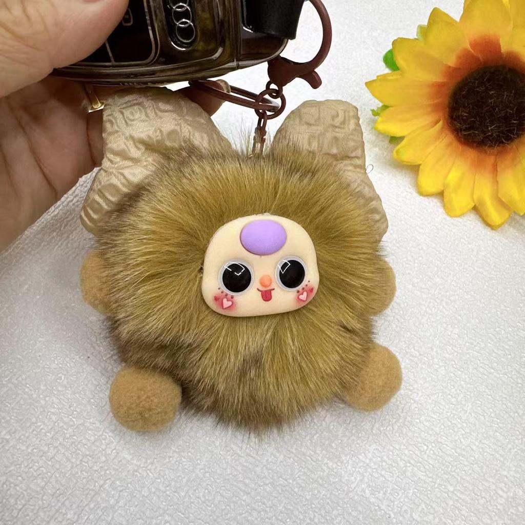 Adorable Fox Fur Pom-Pom Elf Doll Keychain Pendant