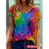 T-Shirts For Women 3d Gradient Print Top Tees Casual Street Femalewear