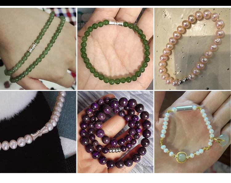 Tingxiang S925 Sterling Silver Pearl Bracelet & Necklace Screw Clasp DIY Jewelry Accessory