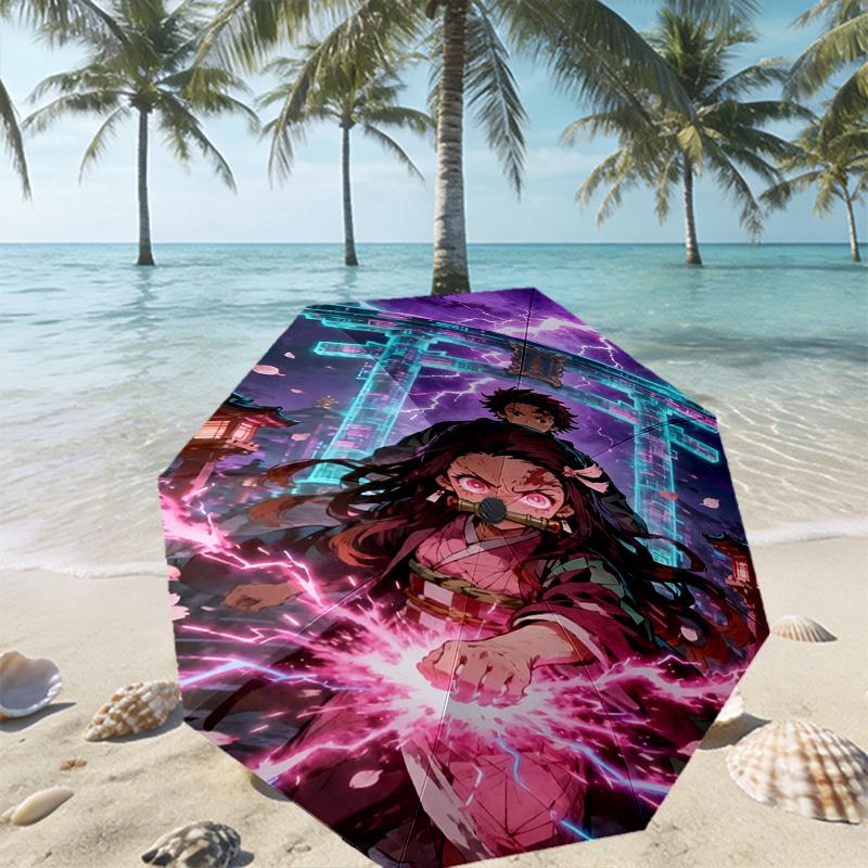 Demon Slayer Print Umbrella Automatic Opening/ Closing - Portable Foldable Design - Daily use for Travel/Outdoor - Gift for Birthday