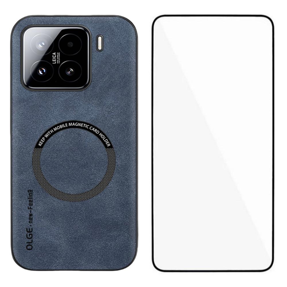 

WANLONFENG YBP Series For Xiaomi 15 Pro Magnetic Case with Tempered Glass Film PU+TPU Phone Cover Large Cutout Blue