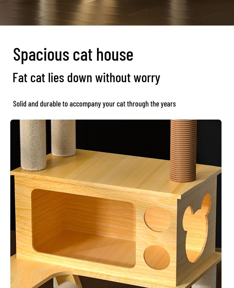 Integrated Cat Tree: Climbing Frame, Bed, Space Capsule, Sisal Toys, and Floor-to-Ceiling Post