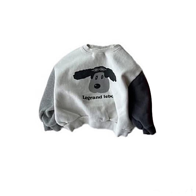 

Korean Kids Puppy Print Color Block Sweatshirt - Boys & Girls Long Sleeve Round Neck Autumn Top 120 cm белый/кремовый