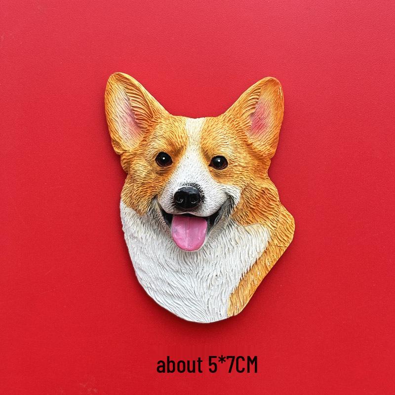 3D Shiba Inu & Pomeranian Dog Fridge Magnet - Teddy Magnetic Pet Decor Sticker