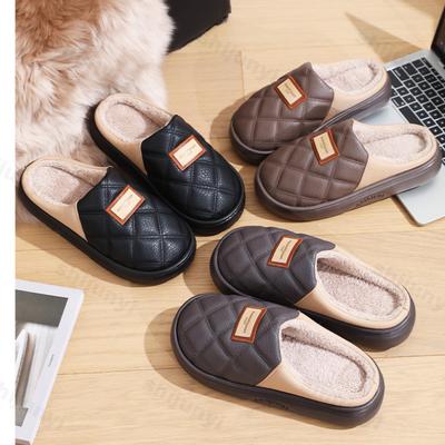 Large Size 50-51 House Slippers for Man Lightweight Winter Plush Indoor Male Shoes 2025 New Non Slip Warm Platform Slippers