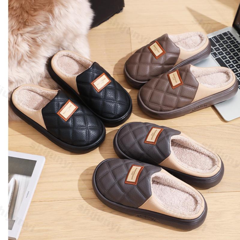 Velká velikost 50-51 Domácí pantofle pro muže Lehké Zimní Plyšové Vnitřní Pánské Boty 2025 Nové Protiskluzové Teplé Platformové Pantofle