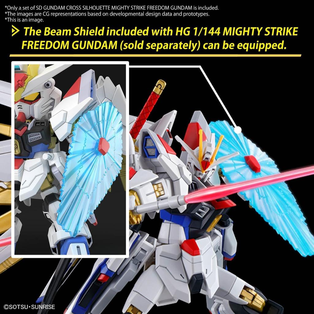 SD Gundam Cross Silhouette SDCS Mobile Suit Gundam SEED FREEDOM Mighty Strike Freedom Gundam Plastic Model Kit Pre-colored