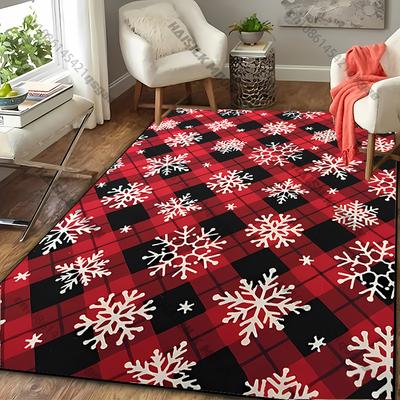 Christmas Area Rug Living Room Bedroom Large Xmas Decor Rug Indoor Christmas Snowflake Mat Festival Xmas Carpet for Dining Room