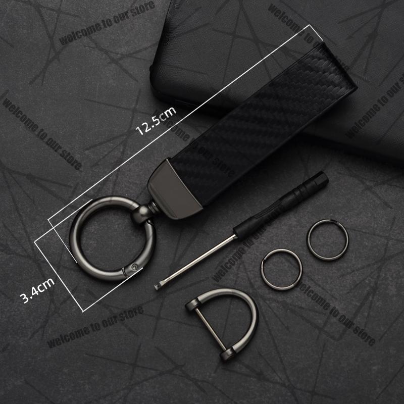 AAAMG1 Car Keychain For Ford Fiesta ST MK6 MK7 MK8 Logo Carbon Fiber Leather Zinc Alloy Emblem Key Chain Accessories