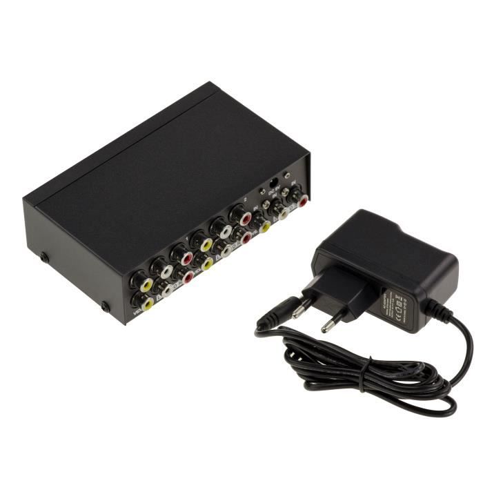 Splitter audio stereo + video composite - amplifié - 4 ports - noir - rca - 4 sorties