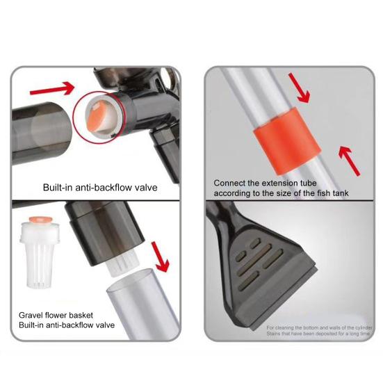 1 Set Fish Tank Washer Pneumatic Semi-automatic Flow Regulation Durable 6 In 1 Stool Sucking Plastic Aquarium Fish Tank Water Change Pump for Indoor