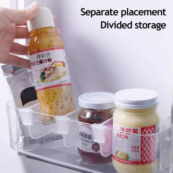 Přihrádka do dveří lednice Průhledný design Snadná instalace zacvaknutím PP plast Nastavitelná přepážka Flexibilní organizér úložiště