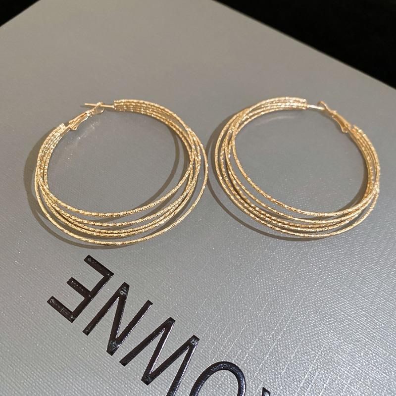 Multi-layer circle pendant earrings Stylish and simple earrings Earrings Niche design earrings Women