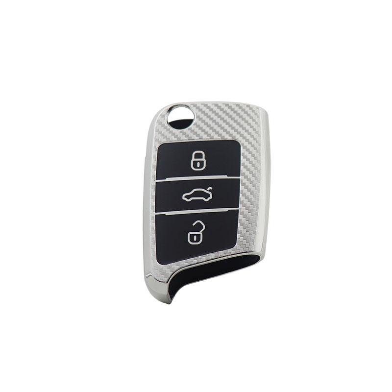 

TPU Carbon Fiber Car Remote Key Cover Case Shell Key Fob for Polo Golf 7 MK7 Tiguan passat Octavia Kodiaq Karoq Ateca Leon Protector Holder silver