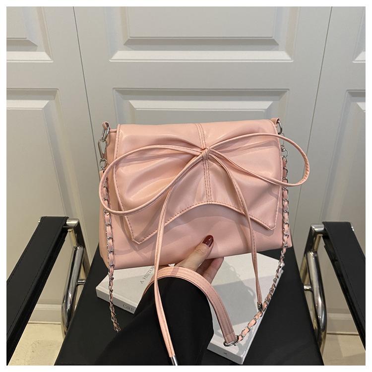 

Новая модная плиссированная сумка-бант на цепочке, повседневная, простая, трендовая, кроссбоди, на плечо, подмышку розовый