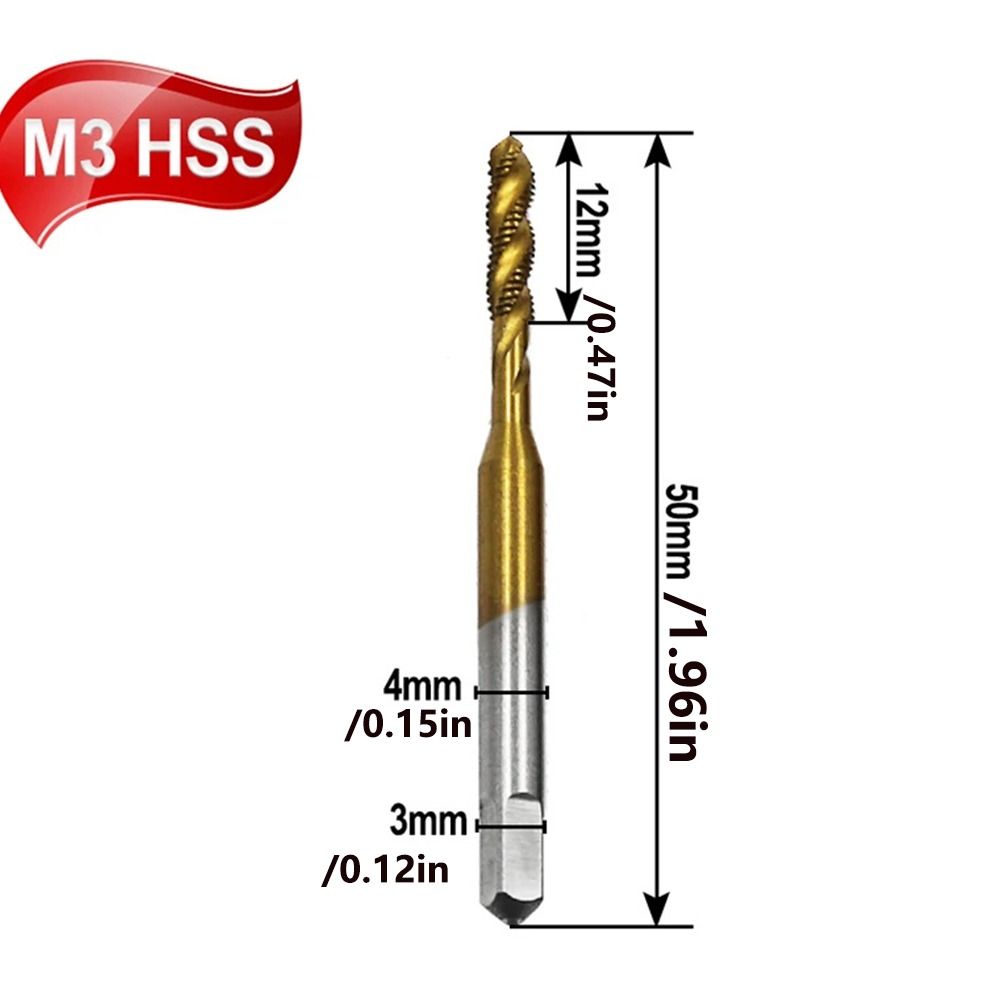 5PCS Titanium Coating Thread Tap Straight Flute Tap Drill Set  Power Tool Accessories