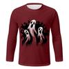 Spring and Autumn Round Neck 3D Halloween Printed Top Fashionable Casual Long Sleeved Men's T-shirts