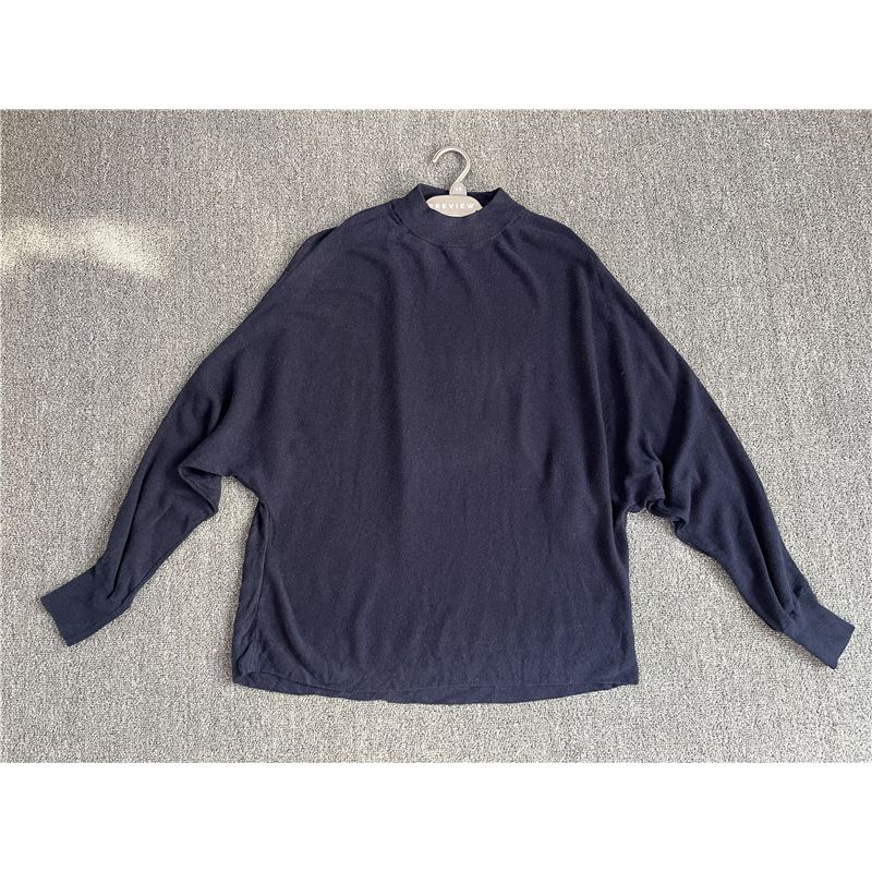 Spring Foreign Trade Original Order British Whis **Fleece Blended Batwing Sleeve Loose round Neck Women's Long Sleeve Knitted Sweater