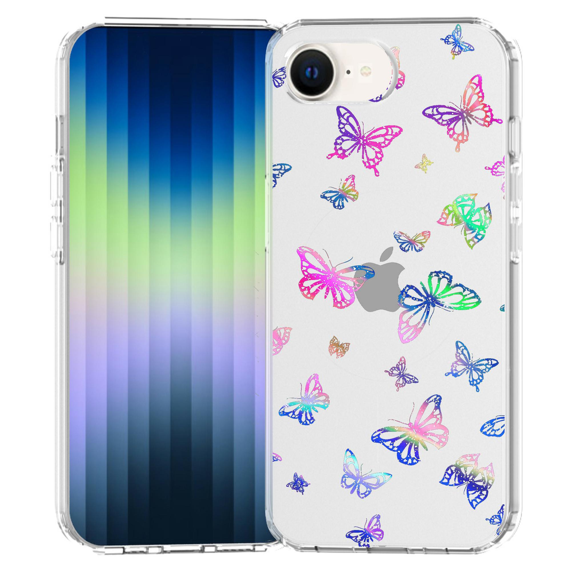 

Для iPhone 16e Чохол Лазерний ефект IMD PC+TPU Задня кришка телефону Butterfly