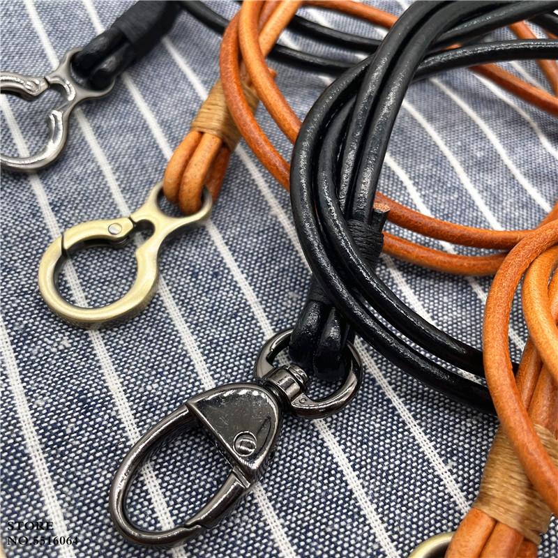 Genuine Leather Keychain Lanyards for Keys Mobile Phone Accessories Keyring Lanyard Credential Holder Gifts Cowhide Strap