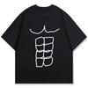Funny Fitness Abdominal Muscle Printed Tops Short Sleeve Crewneck Loose Sports Top Summer Streetwear Graphic Tee