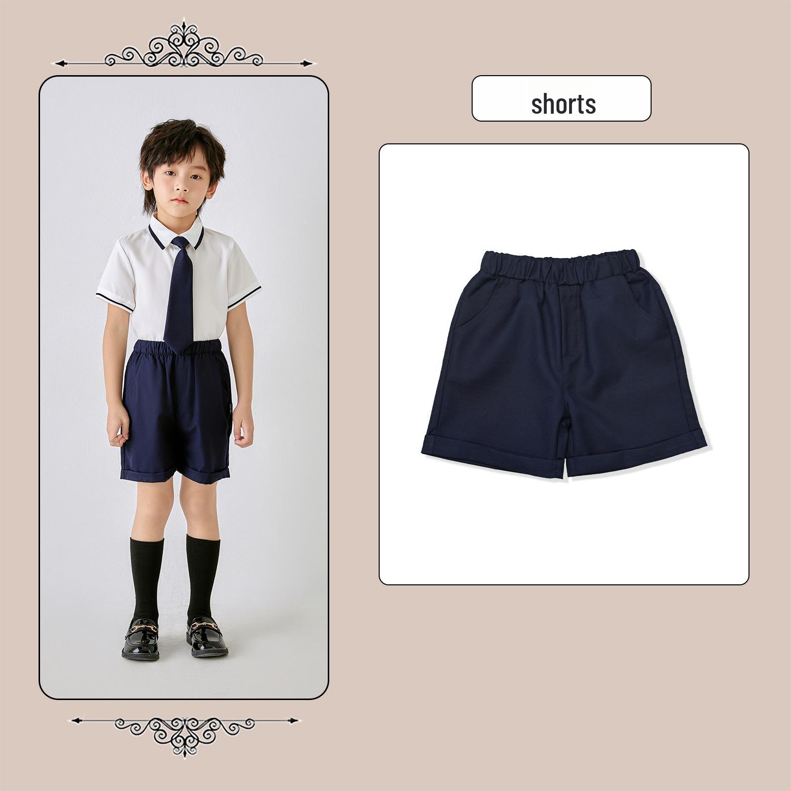 Kids Summer Short-Sleeve Shirt Set - Performance & Graduation Uniform for Kindergarten & Primary School 130 cm