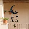 Halloween Theme Retro Halloween Moon Wind Chime Decorative Durable Hanging Bell Ornament Witch Hat Black Cat Wind Chimes Patio