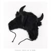 Sombrero Unisex de Búfalo Bisonte Peludo con Cuernos Grueso Cortavientos Cálido Divertido para Regalos de Vacaciones Invierno Uso Diario