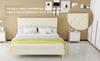 Modern minimalist soft bed, soft headboard, 160*200CM, beige, low box bed frame does not include gas rod,include160*200cm mattress.